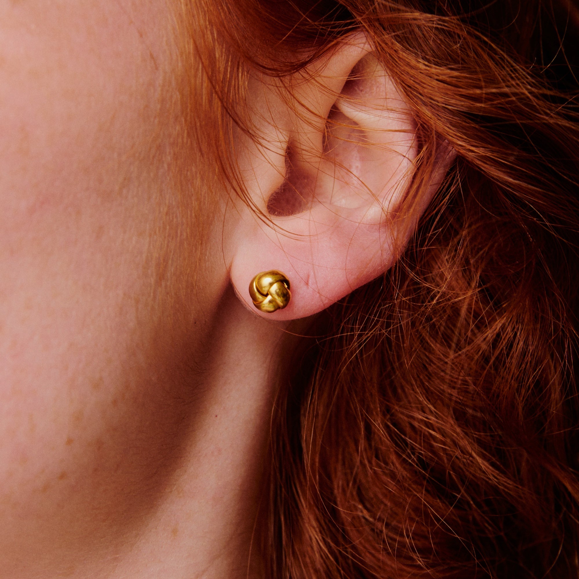 Gold Knot Stud Earrings