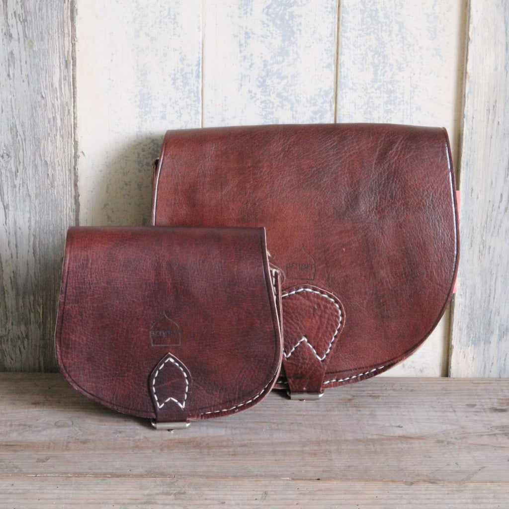 Brown Leather Saddle Bag - Large and Small