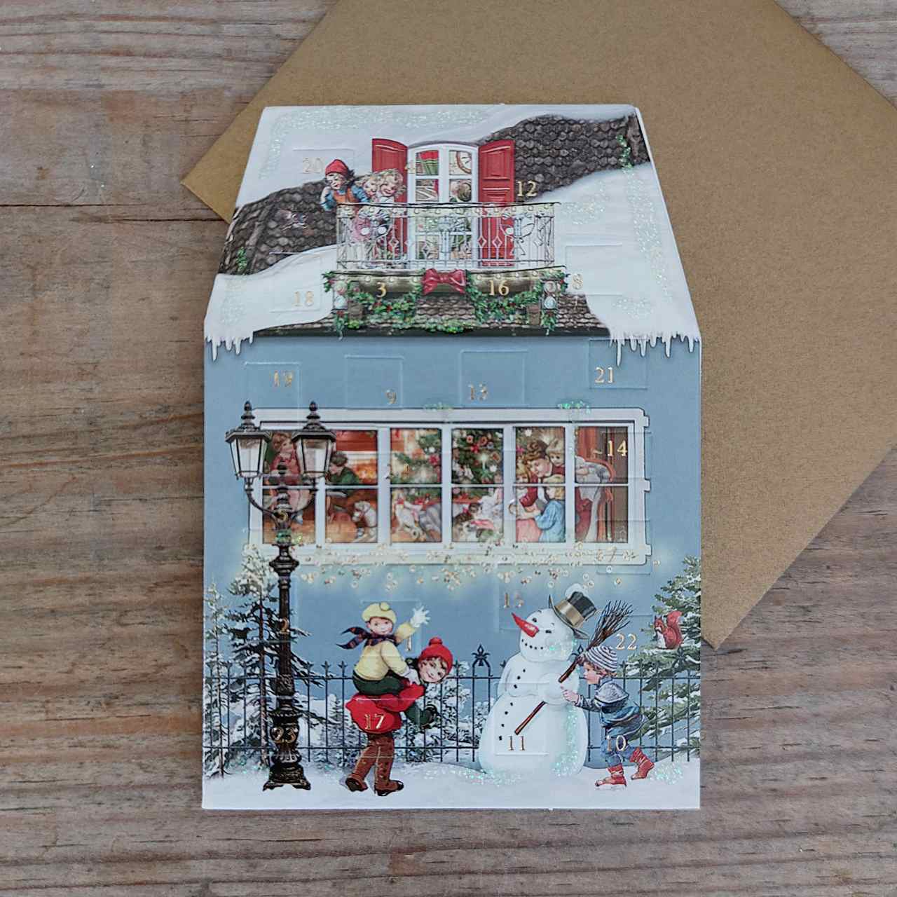 Mini Advent Calendar Card - Blue House