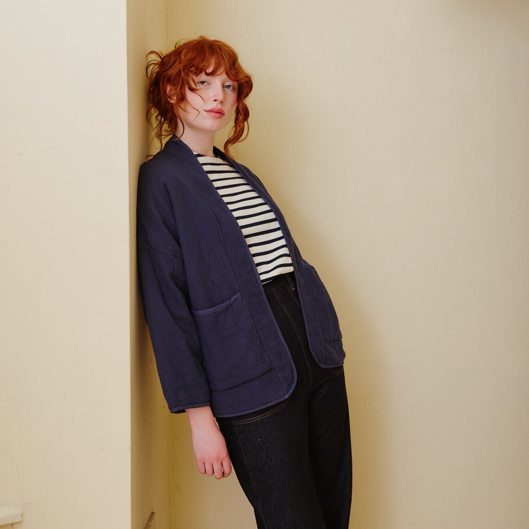 Quilted Cotton Jacket - Navy