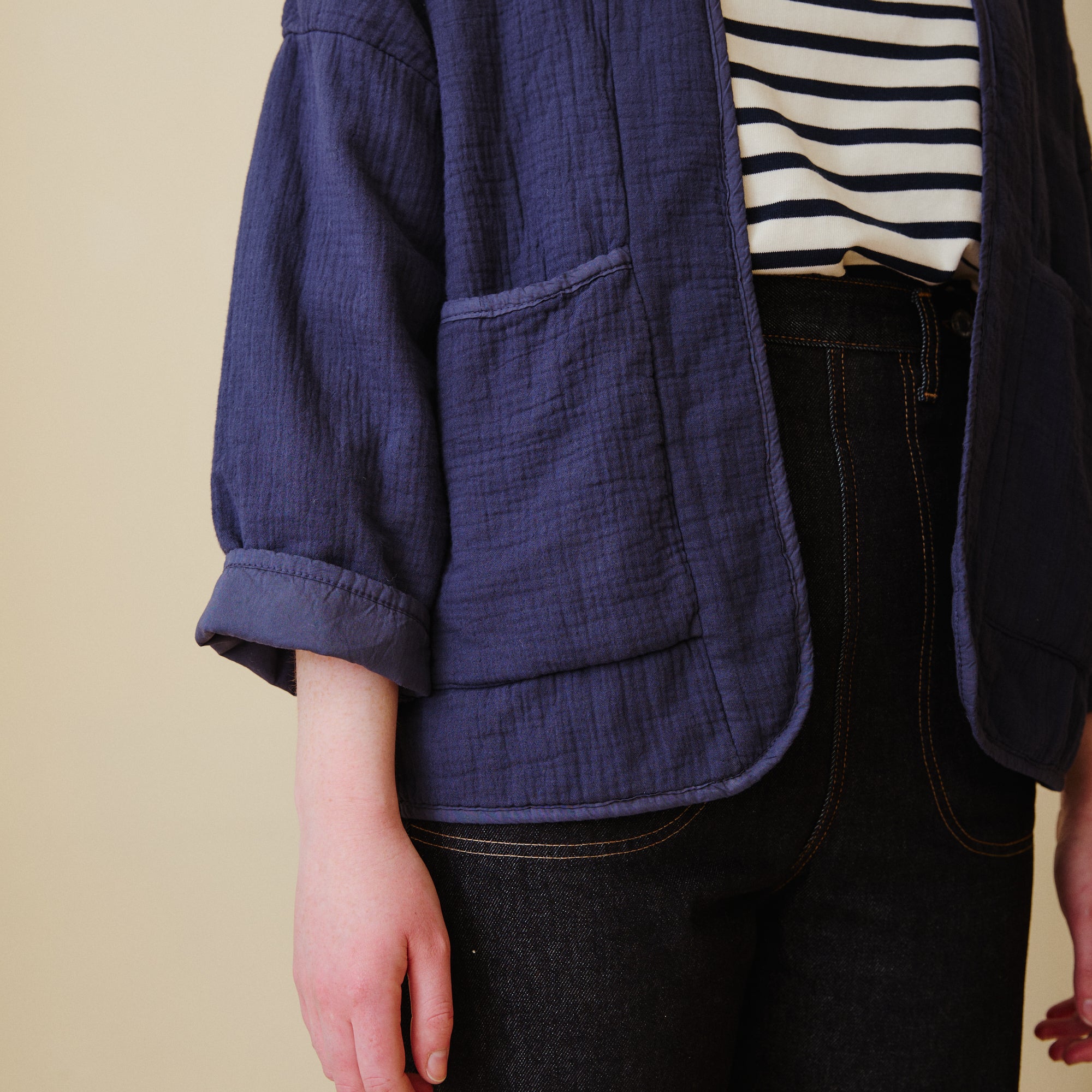 Quilted Cotton Jacket - Navy