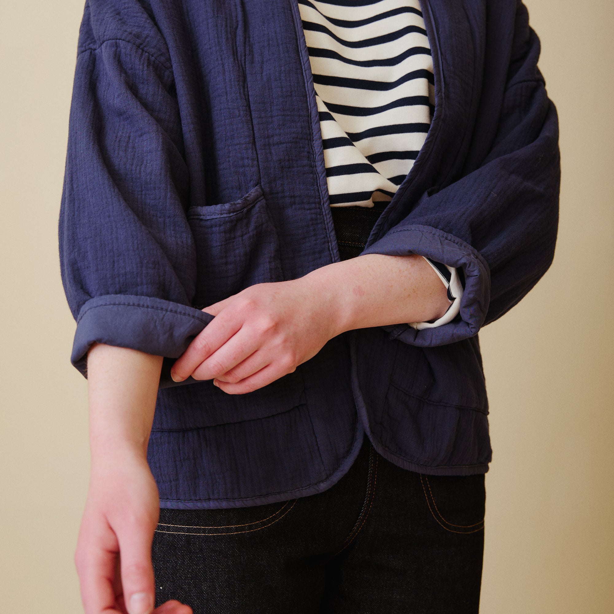 Quilted Cotton Jacket - Navy