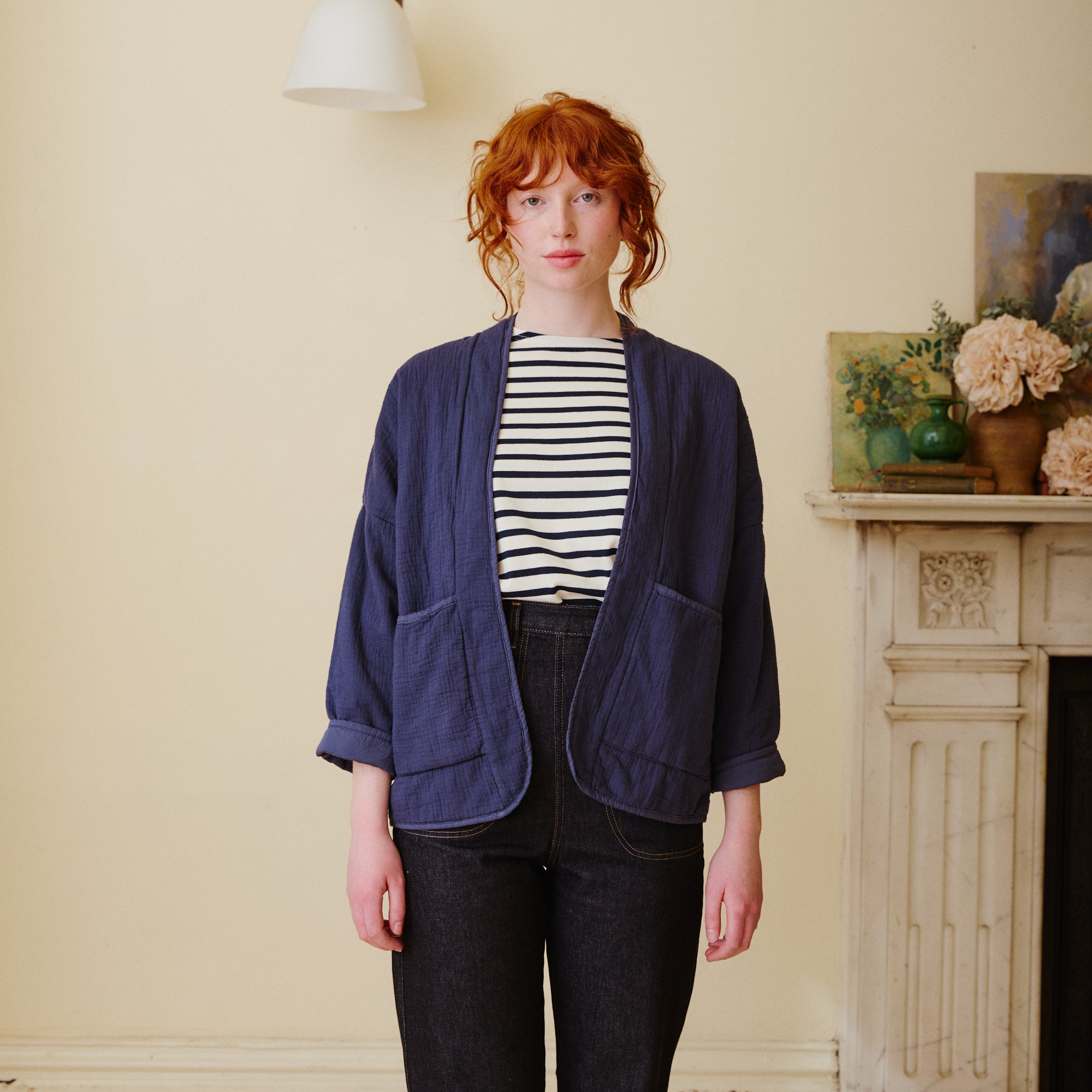 Quilted Cotton Jacket - Navy