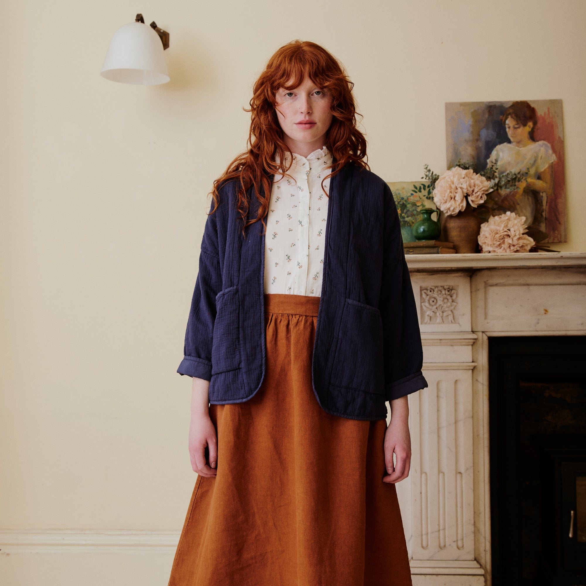 Quilted Cotton Jacket - Navy