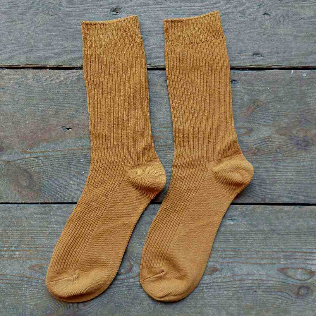 Mustard Women's Plain Ribbed Socks
