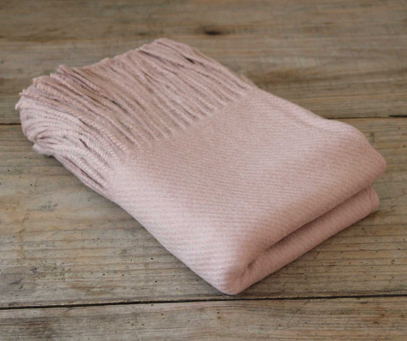 Wool Blend Blush Pink Scarf with tassels.