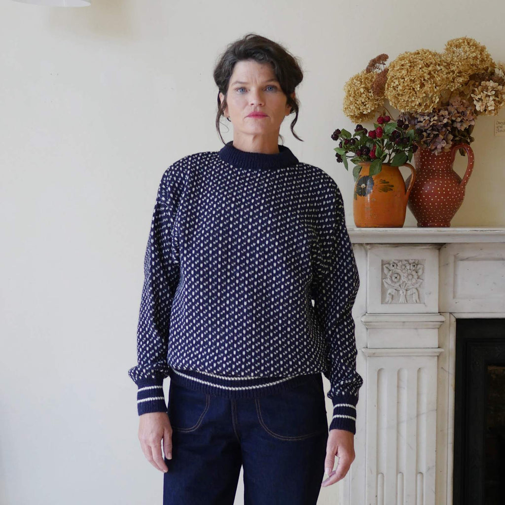 Traditional Nordic Wool Jumper Navy