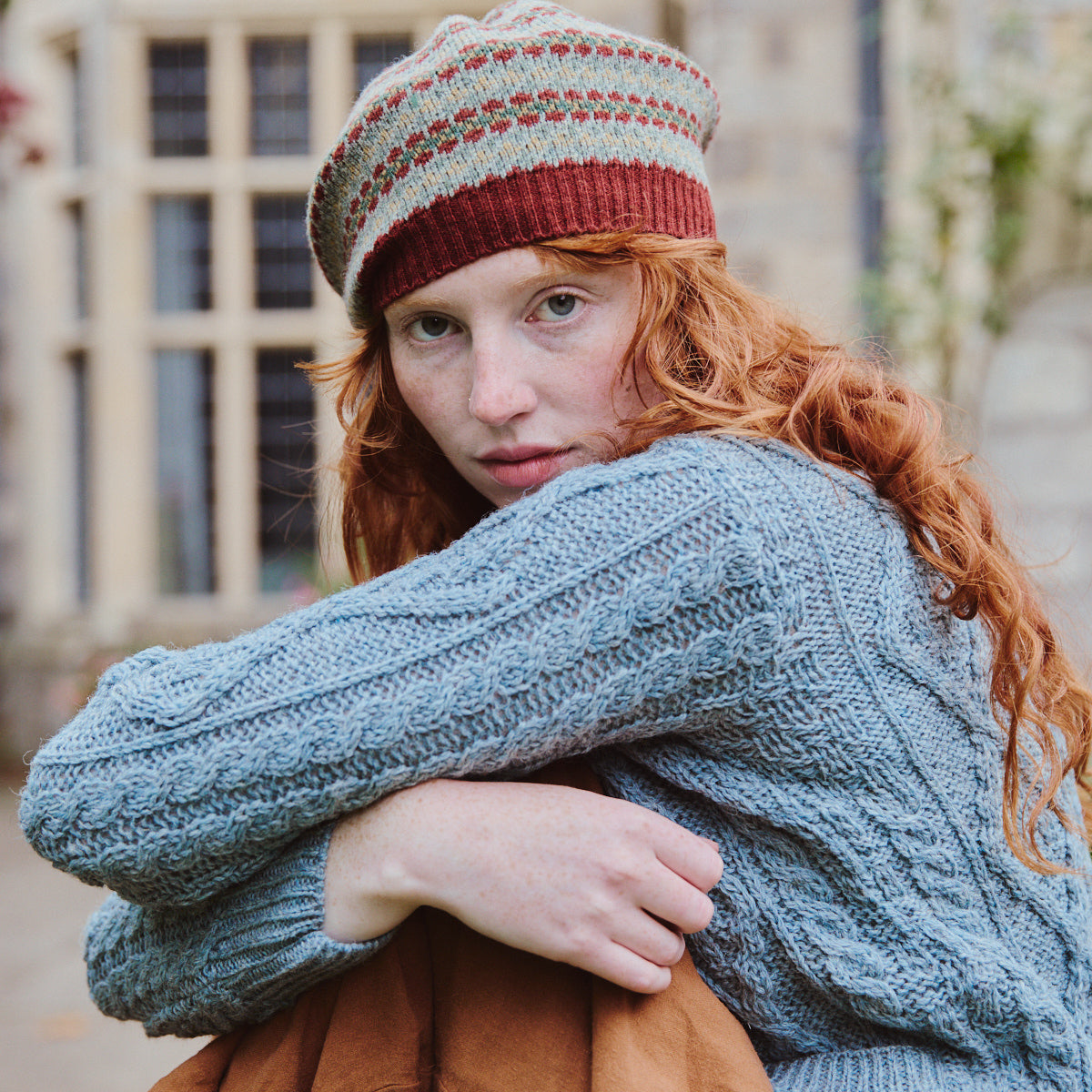 Aran Cardigan - Dusty Blue