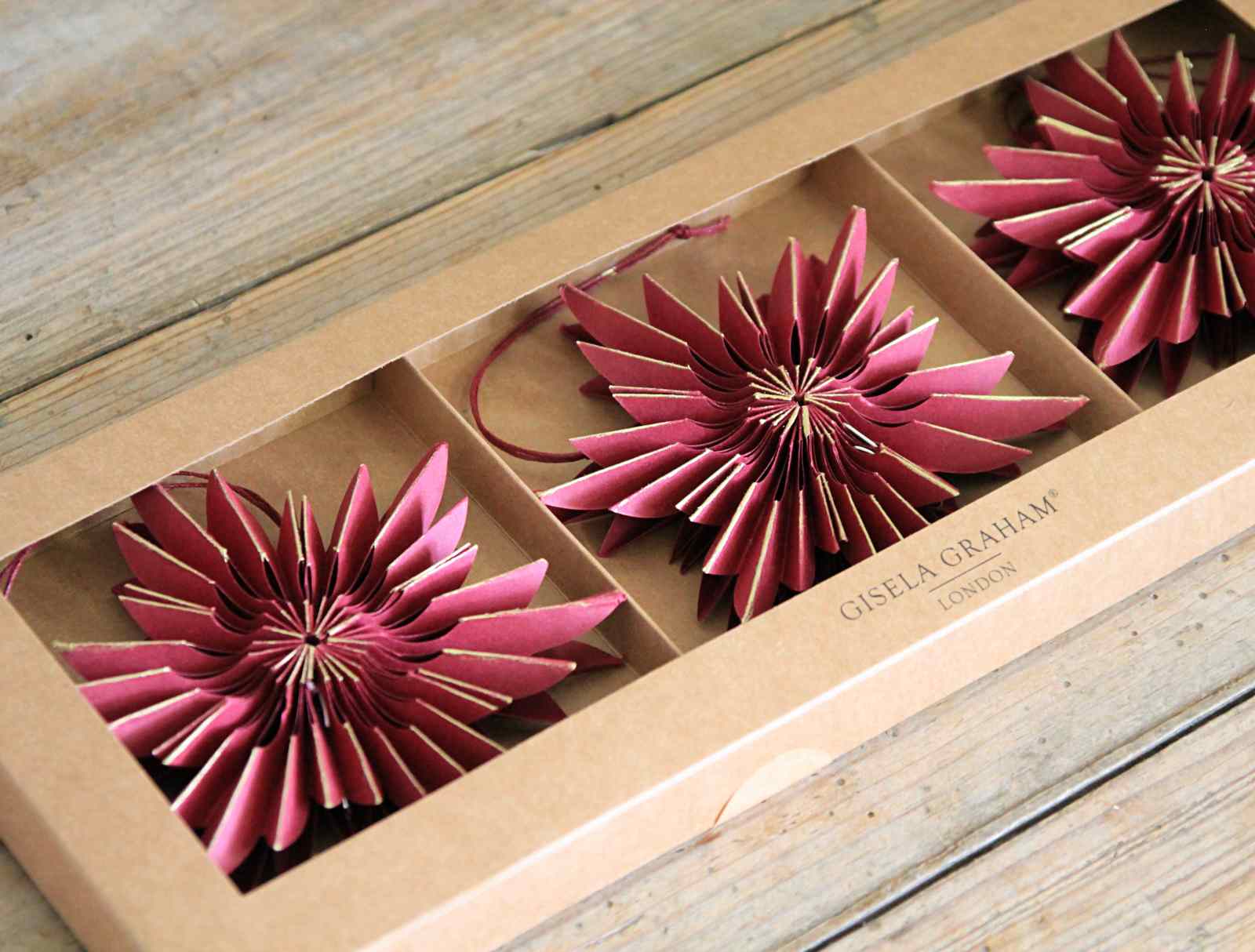 Burgundy Paper Snowflakes - Box of 3