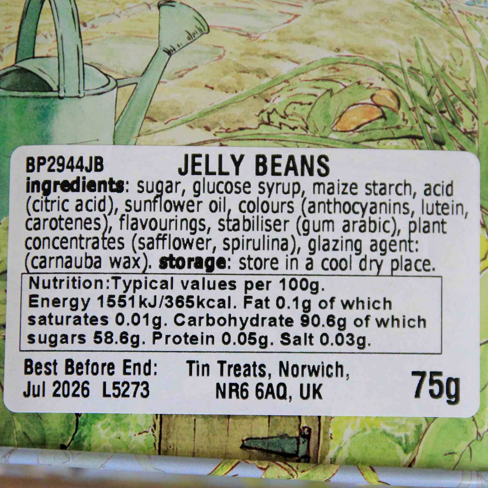 Peter Rabbit Money Box - Jelly Beans Ingredients