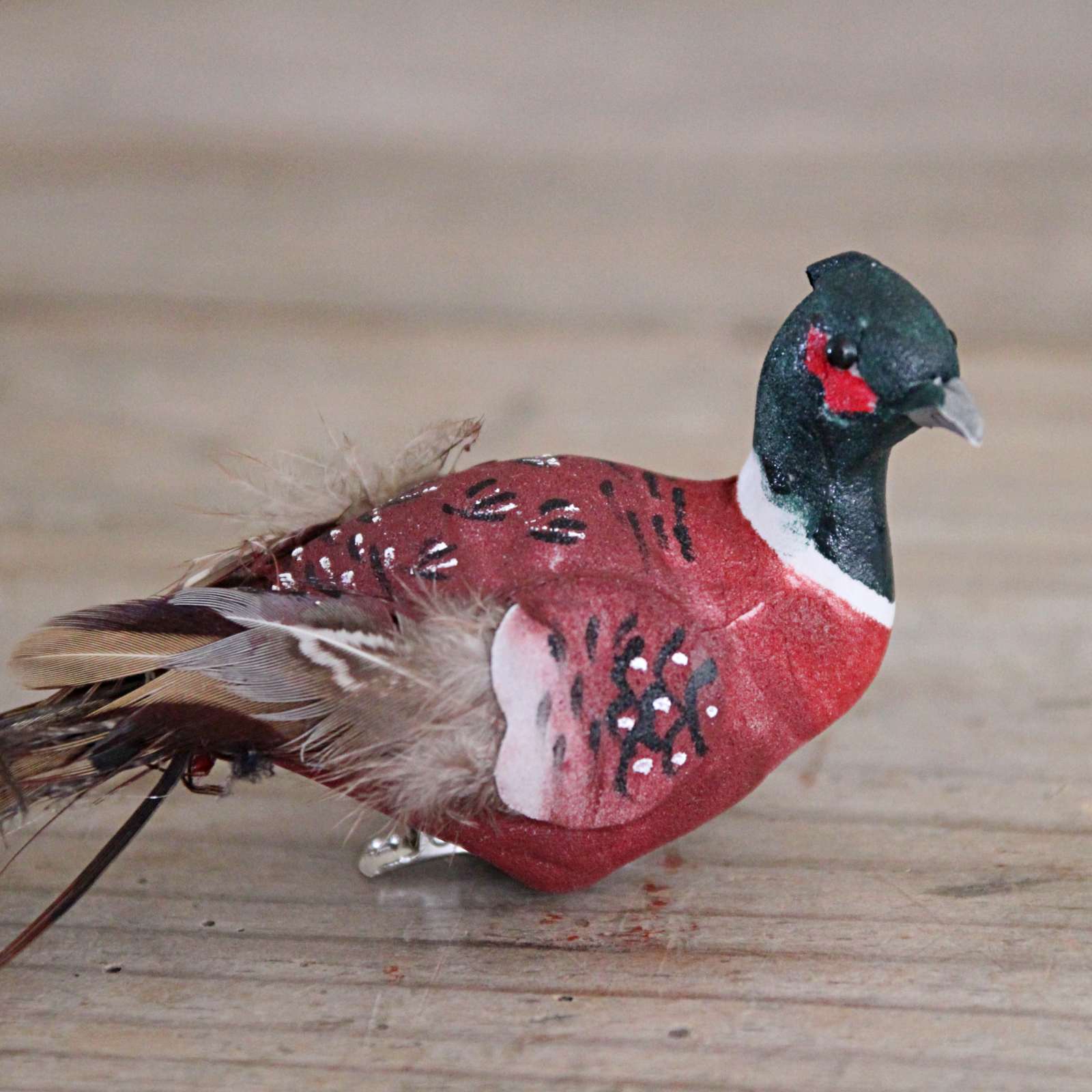 Feather Pheasant Clip Christmas Decoration