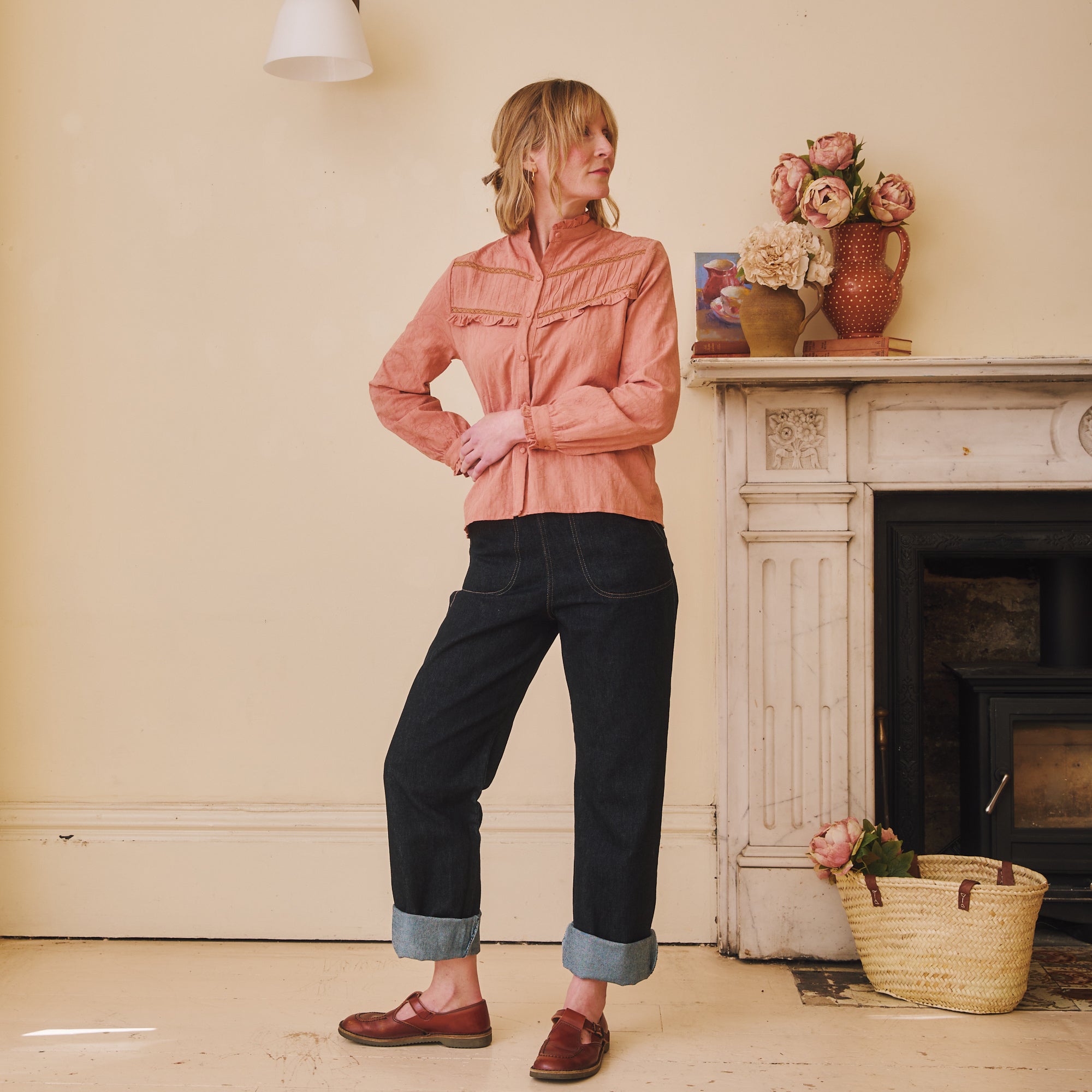 Cotton Pleated Blouse - Rose Pink