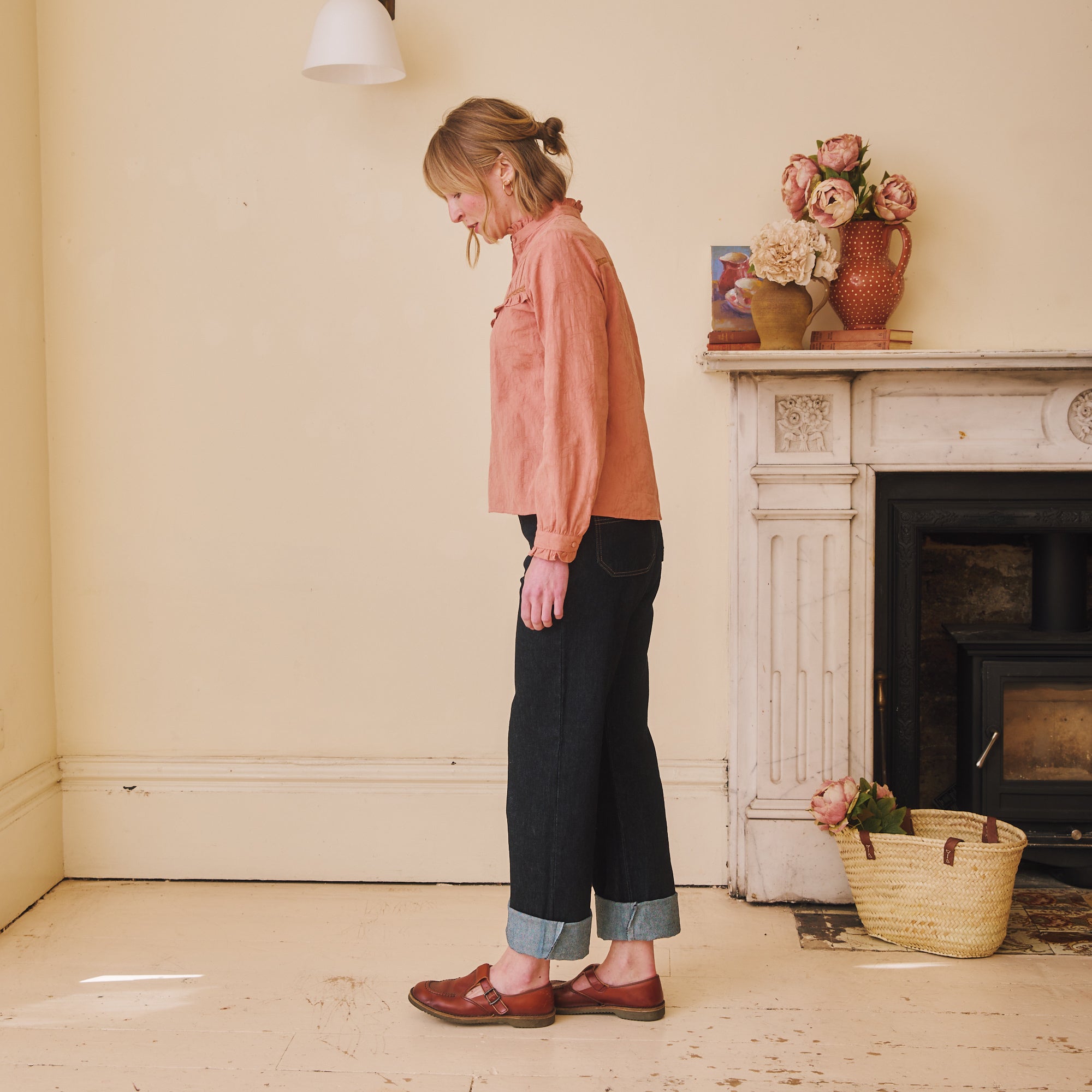 Cotton Pleated Blouse - Rose Pink