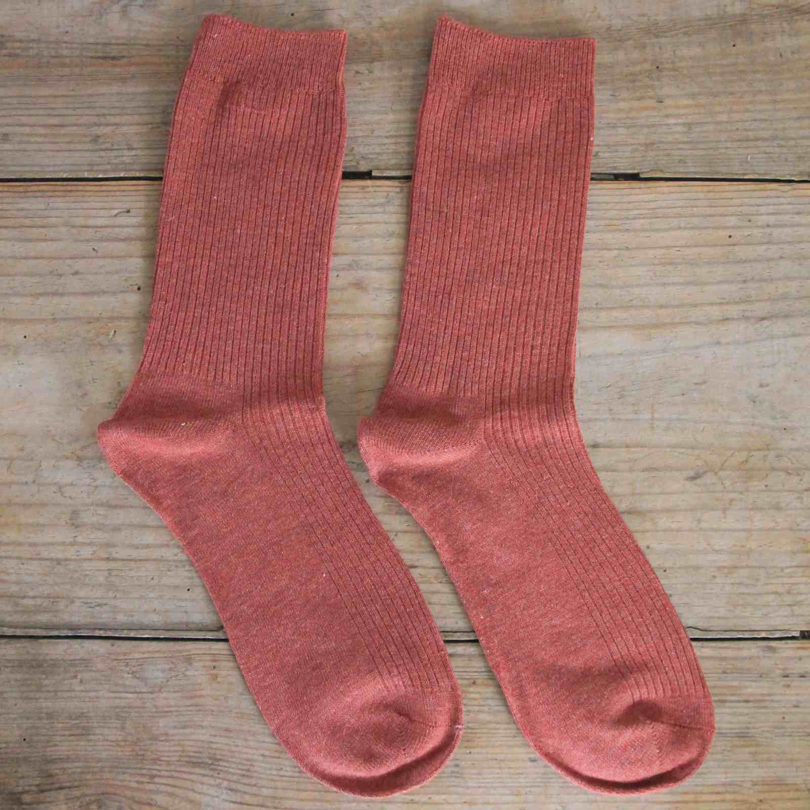 Rust Women's Plain Ribbed Socks