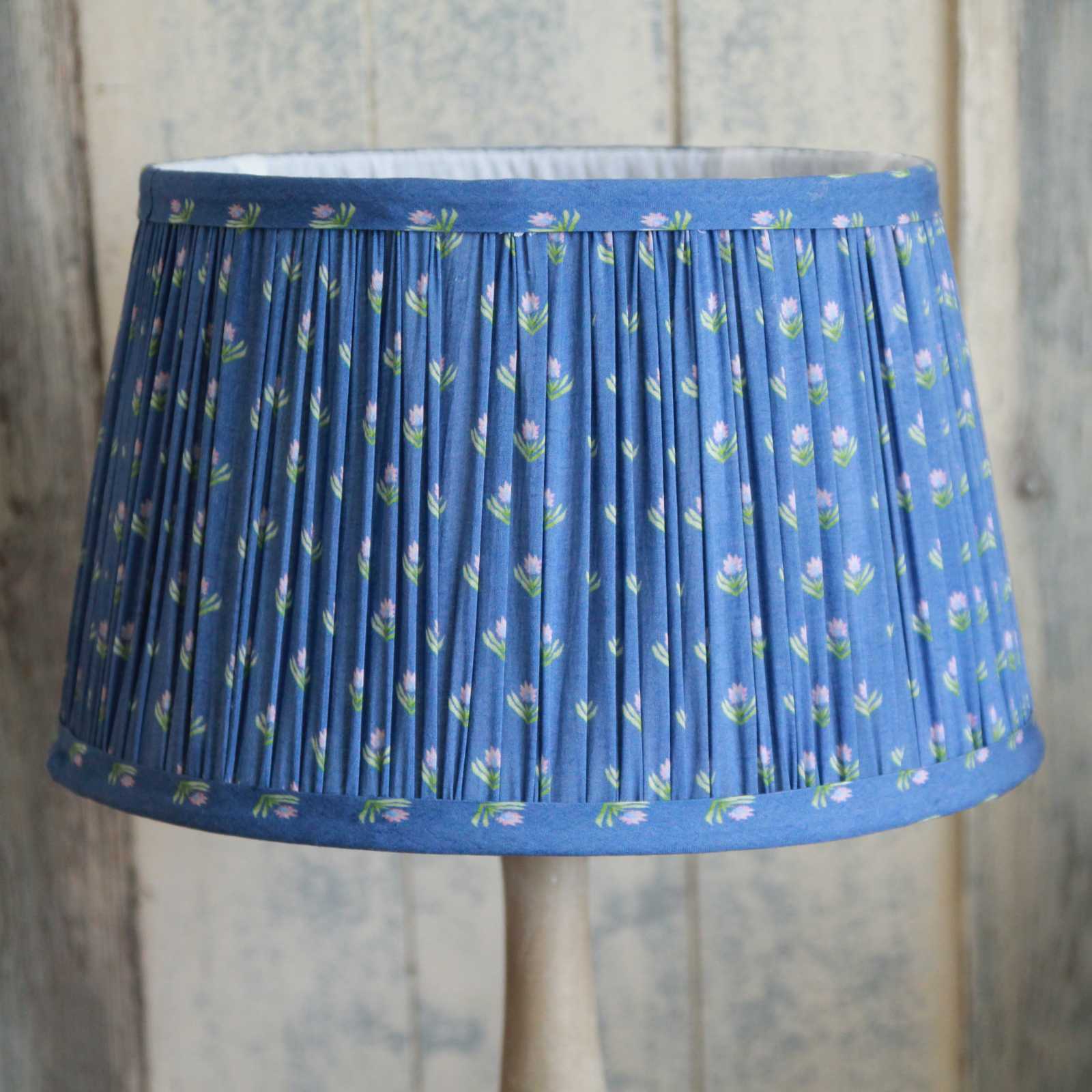 Pleated Floral Vintage Lampshade - Blue