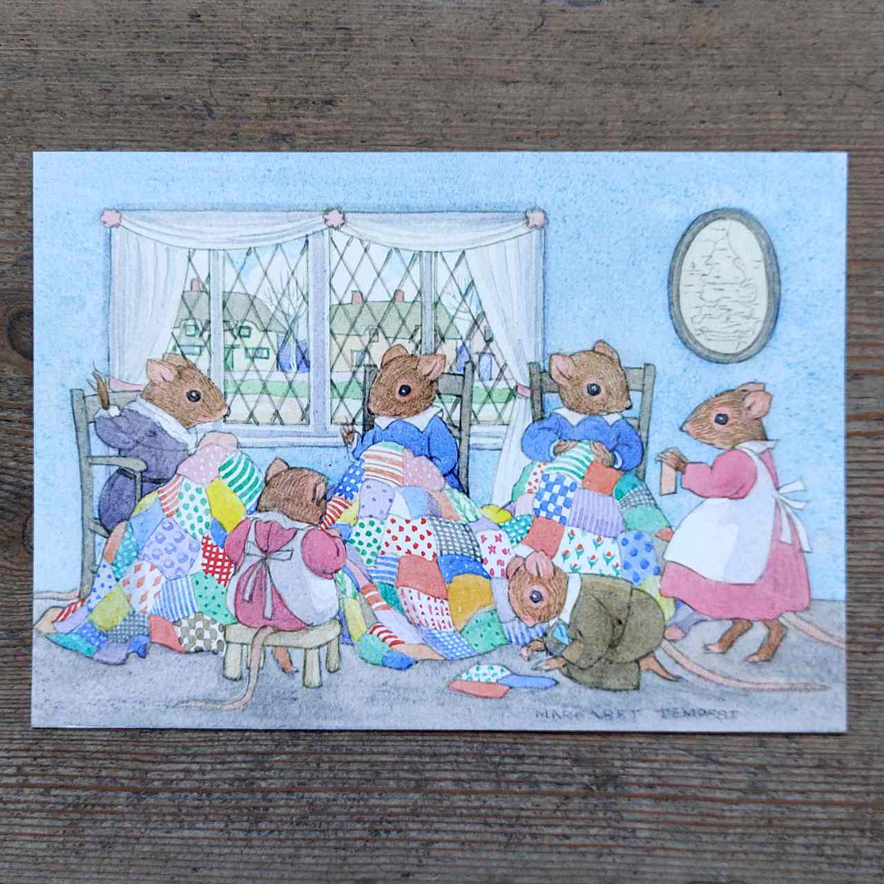 The Patchwork Quilt vintage postcard by Margaret Tempest