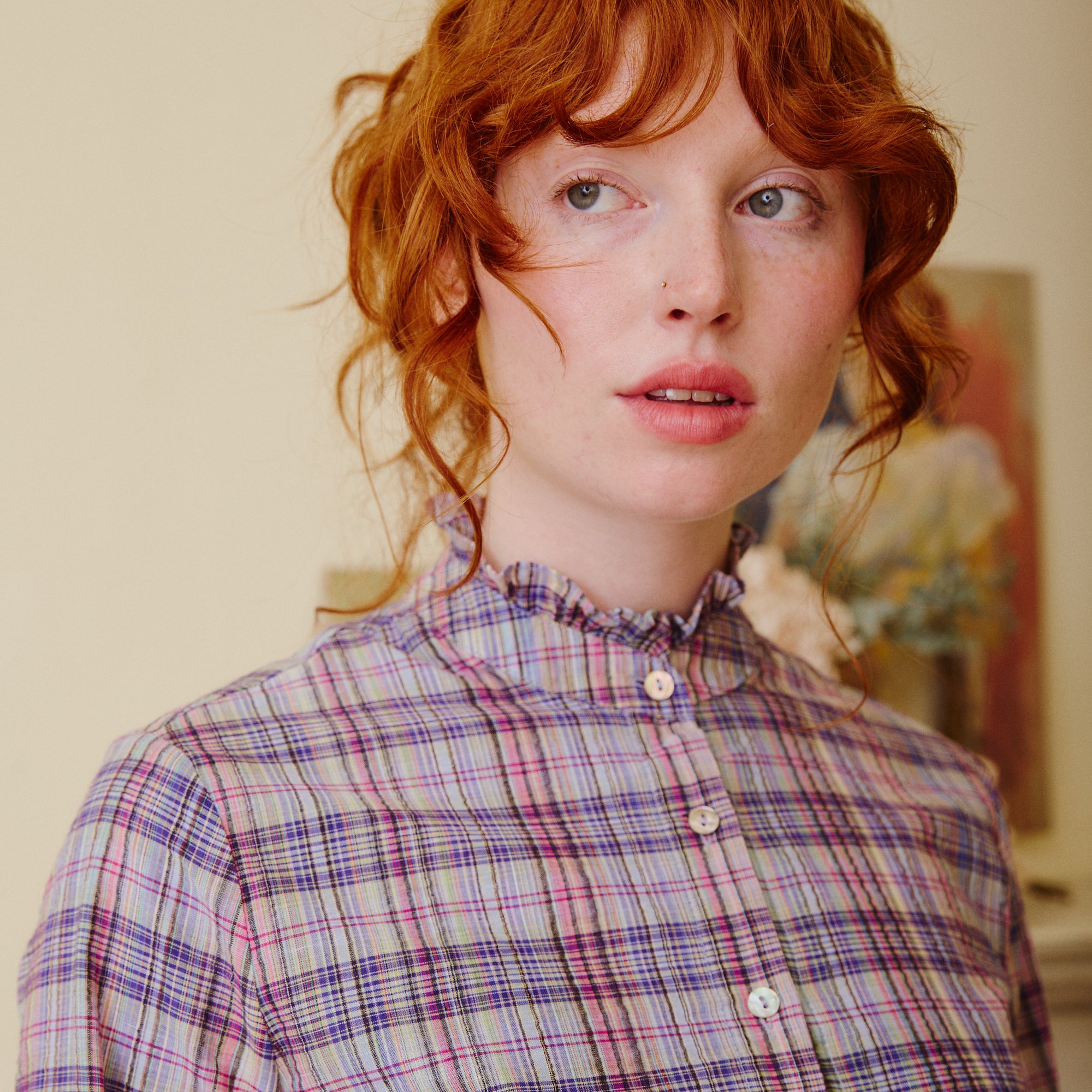 Lilac Ruffle Collar Blouse
