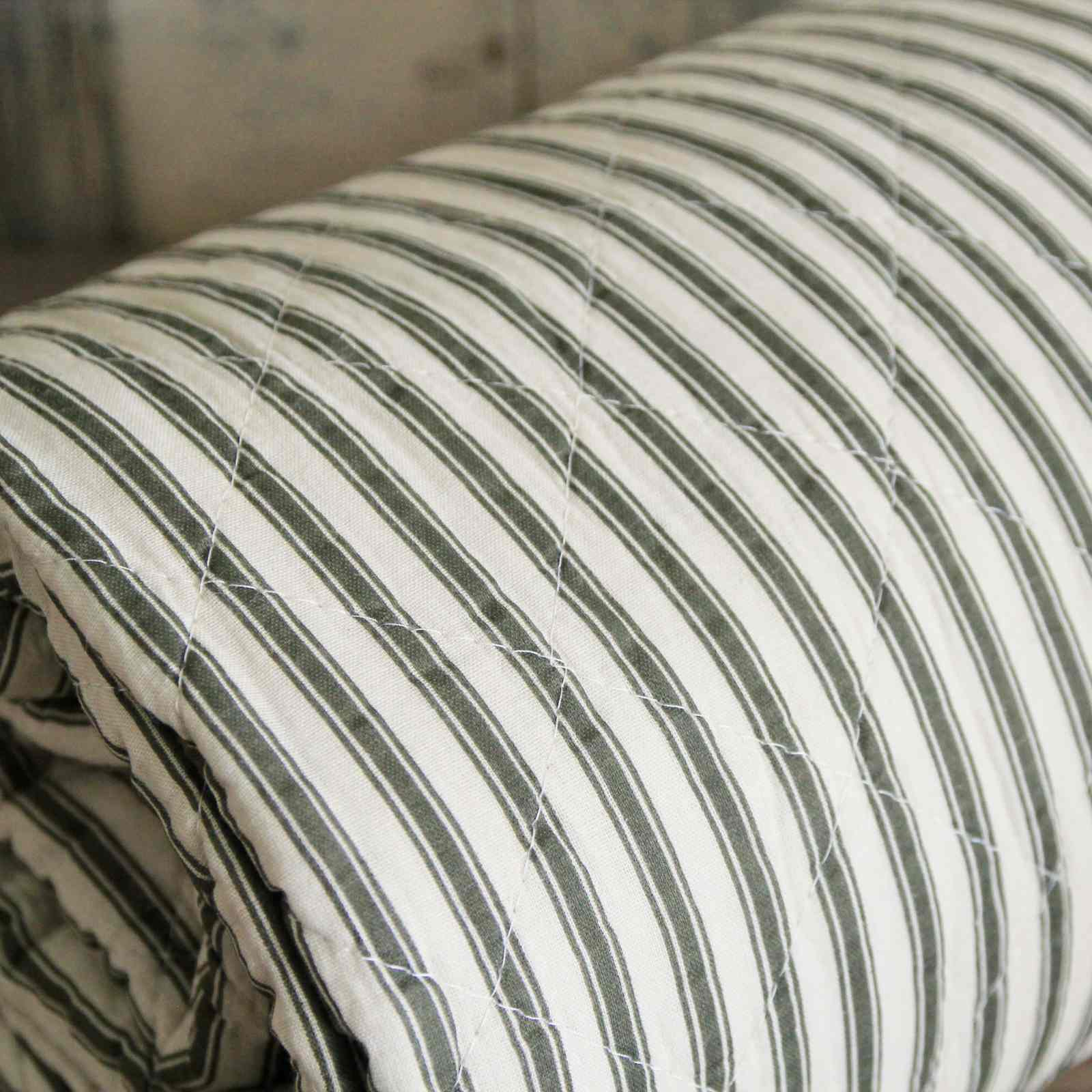 Quilted Bedspread - Olive Ticking