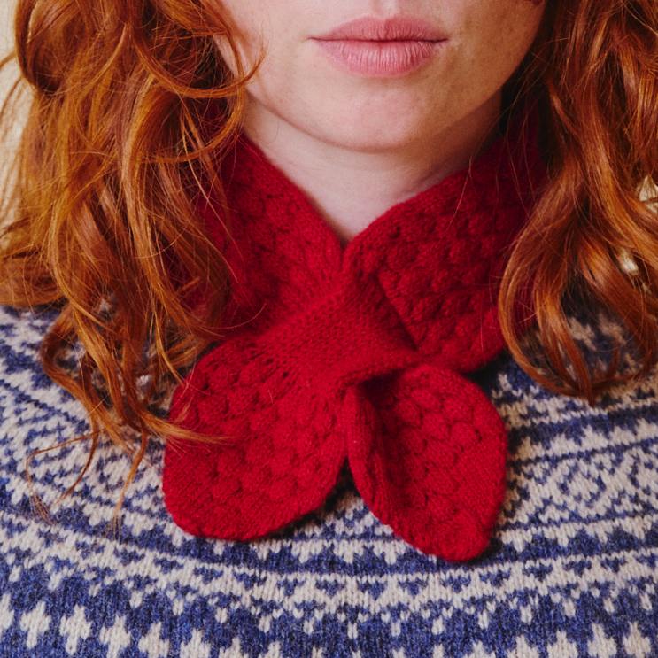 Knitted Cashmere Neck Tie - Red