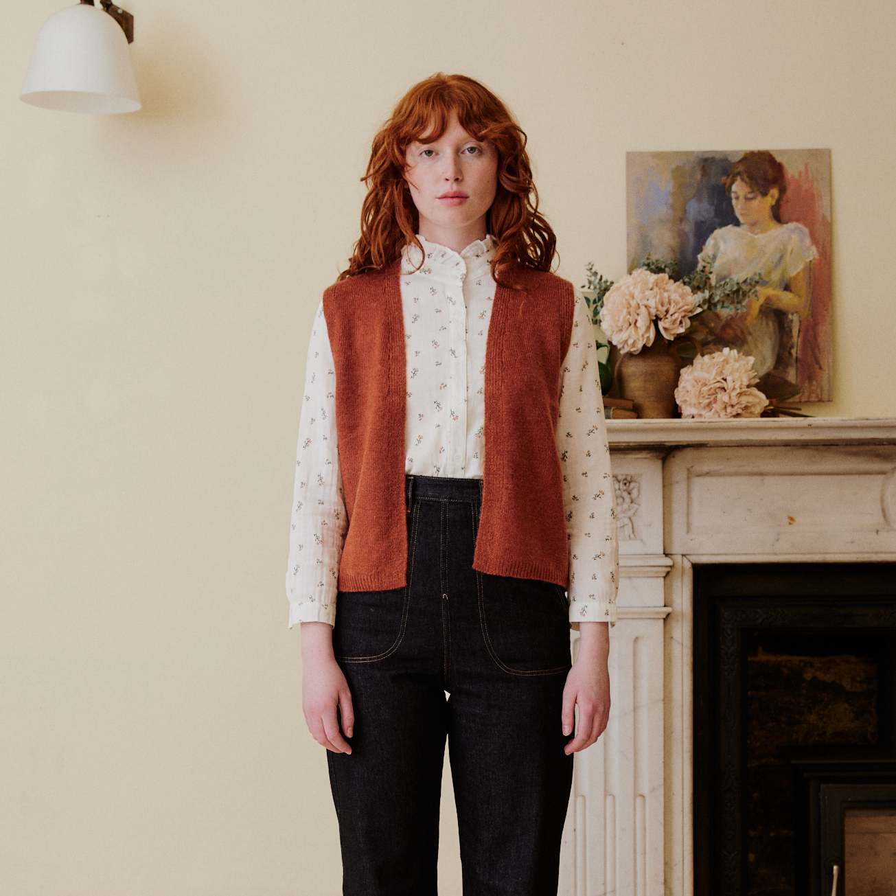 Knitted Waistcoat - Rust