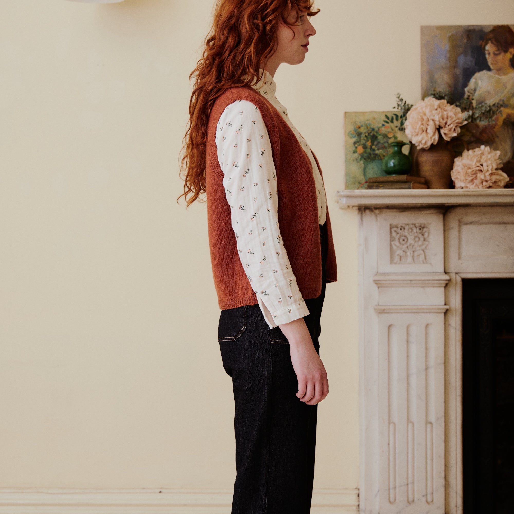 Knitted Waistcoat - Rust