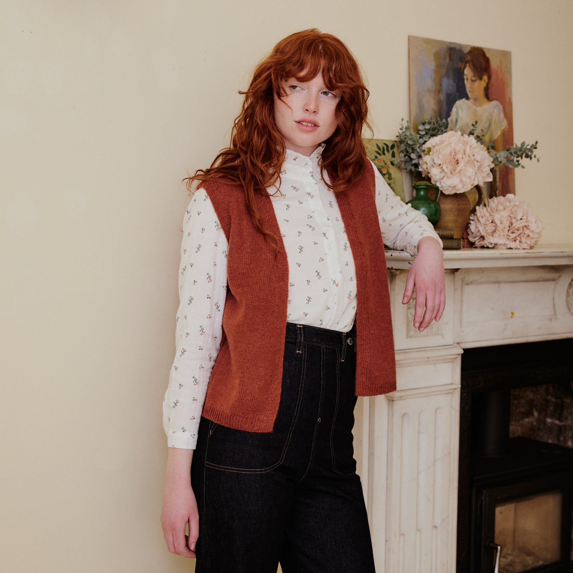 Knitted Waistcoat - Rust