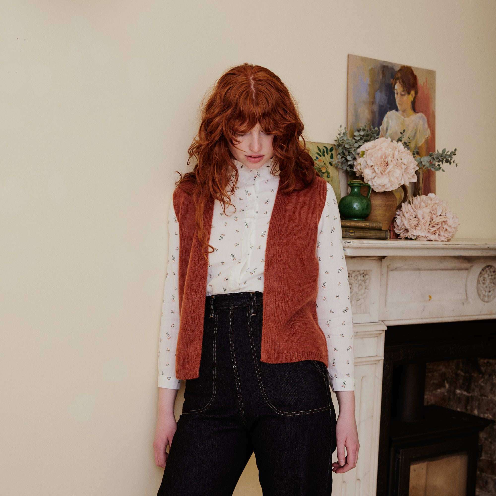 Mohair waistcoat Rust