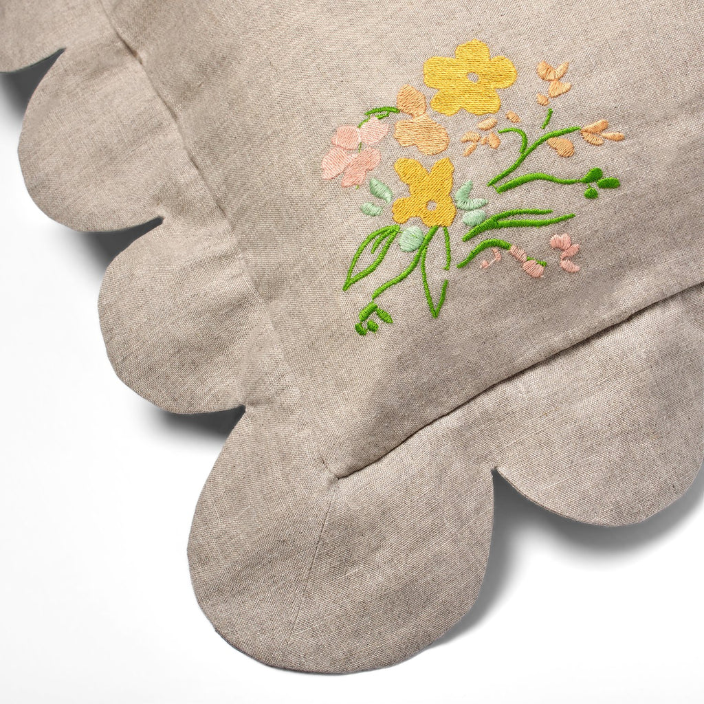 Embroidered Linen Pillow Case