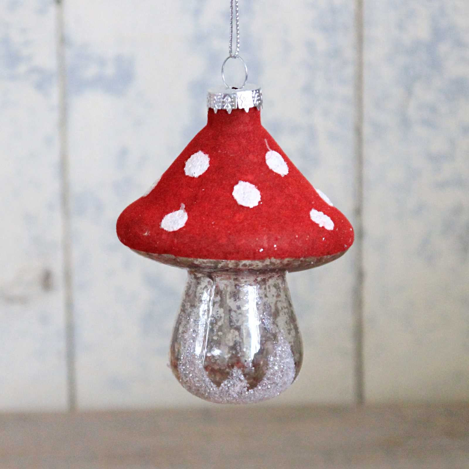 Silver & Red Mushroom Decoration