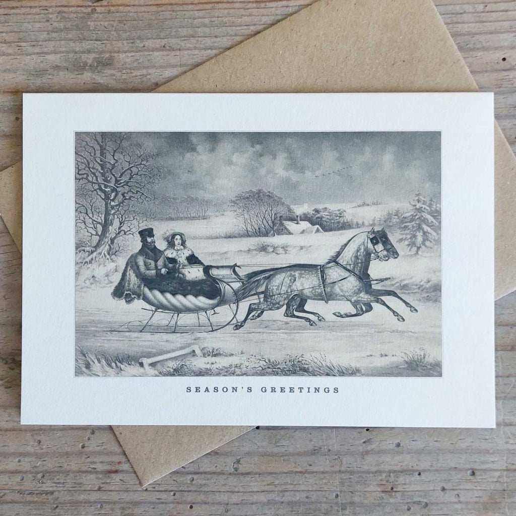 Single Vintage Christmas Card - The Road, Winter 