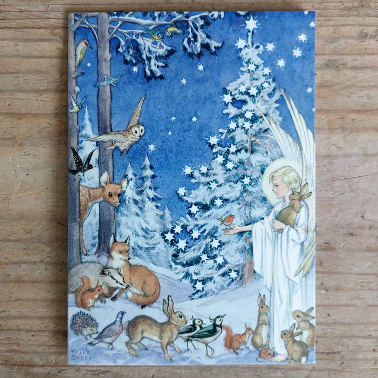 Single Vintage Christmas card - Woodland Angel