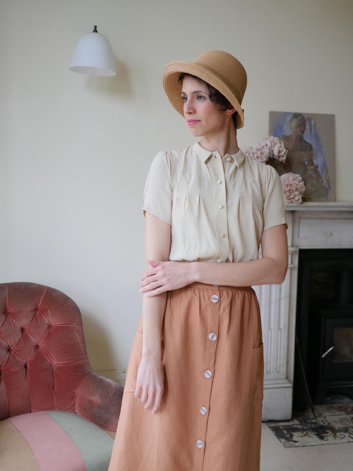 1930's Short Sleeve Blouse - Antique Cream