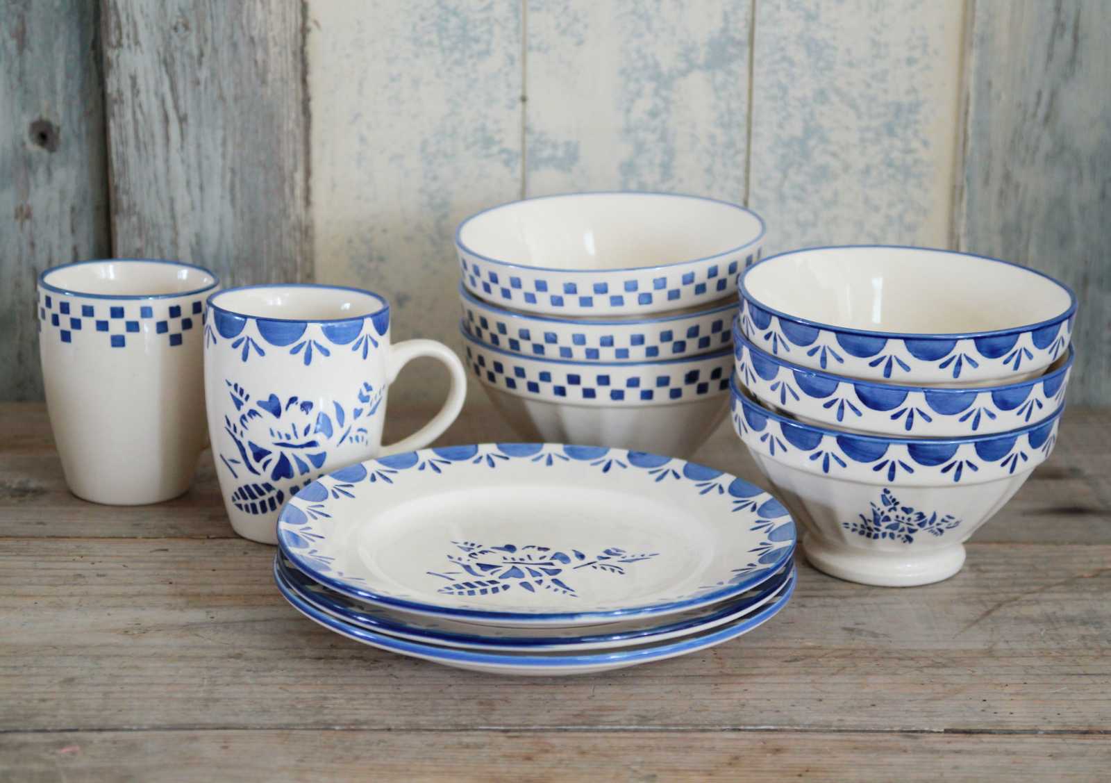 Stencil ceramics- Blue Flower