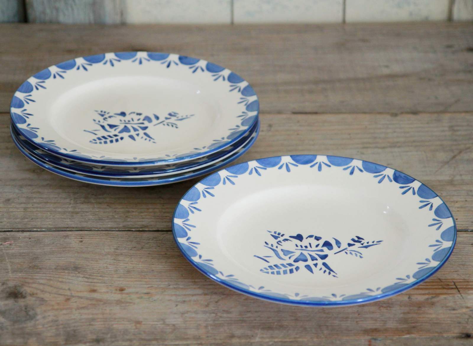 Stencil Side Plates - Blue Flower