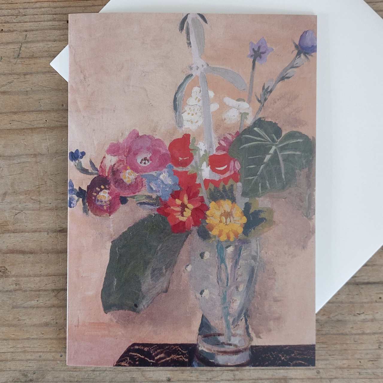 Summer Flowers in a Glass Vase - Vintage Greeting Card