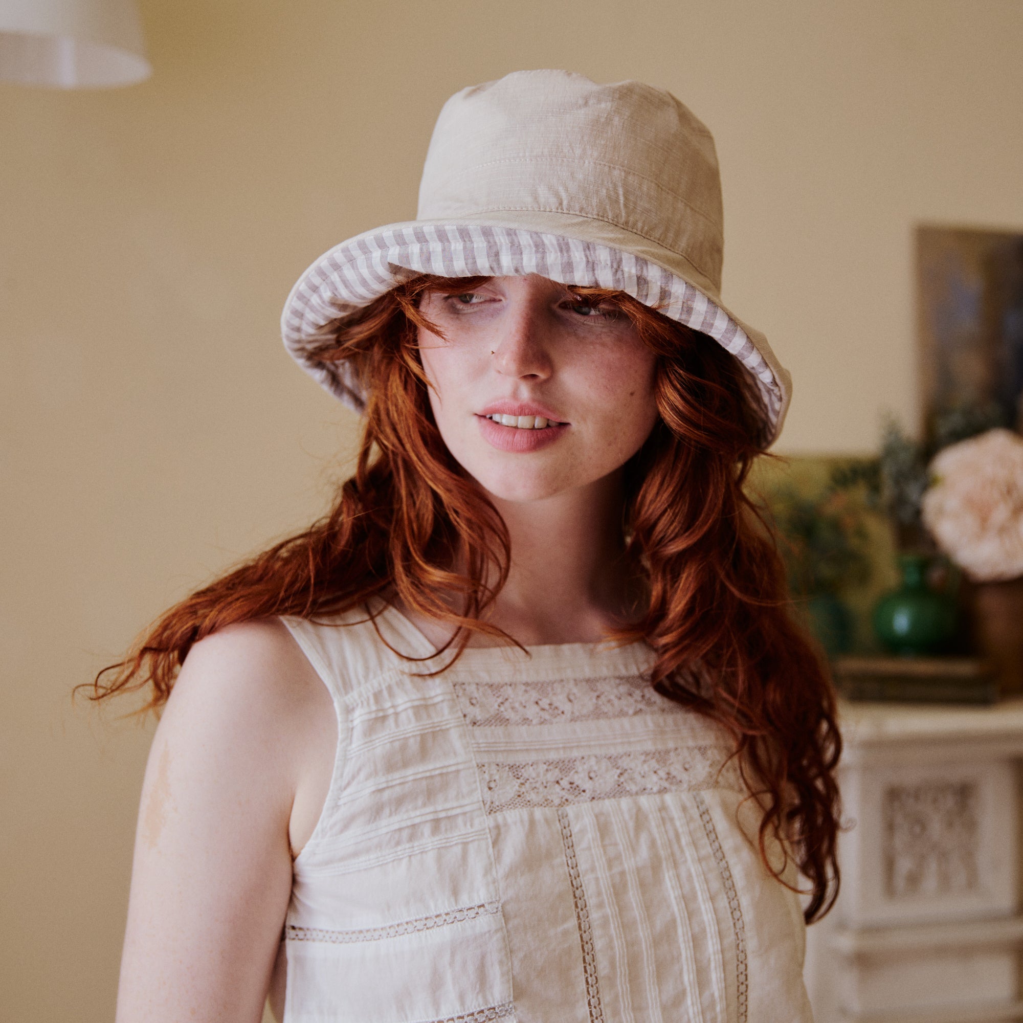 Reversible Sun Hat - Grey Gingham