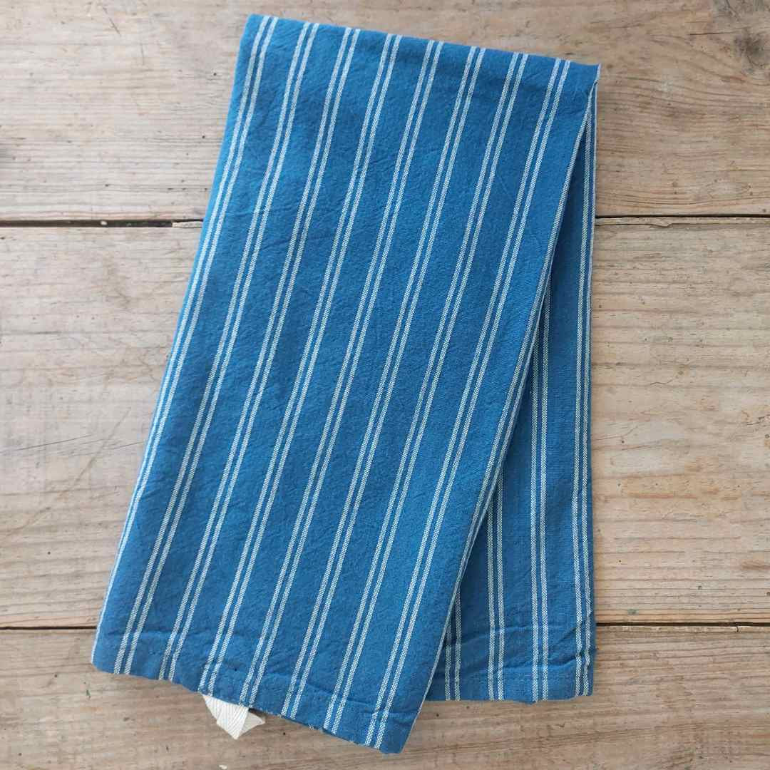 Ink Blue Striped Tea Towel