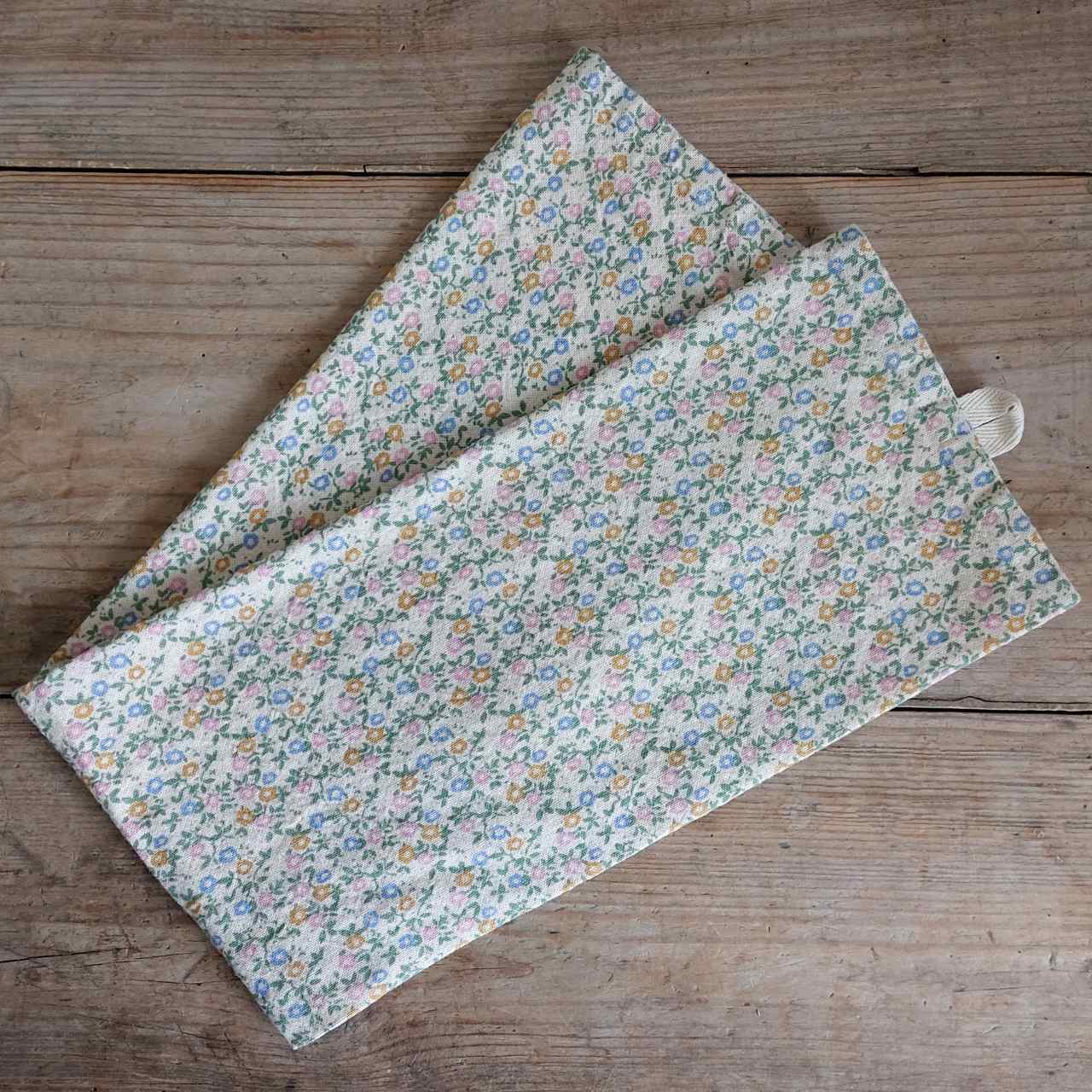 Floral Tea Towel - Blue, Yellow & Pink