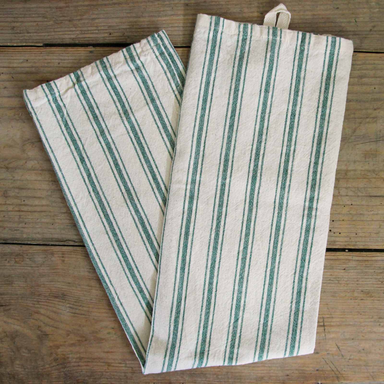 Tea Towel - Green Ticking
