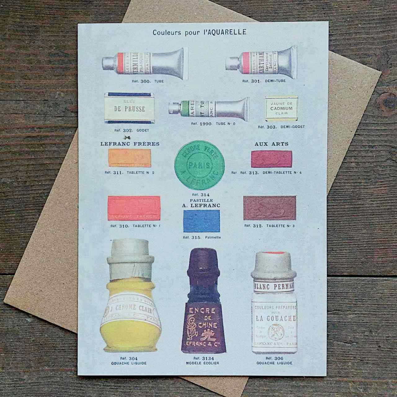 Watercolours - Vintage Greeting Card