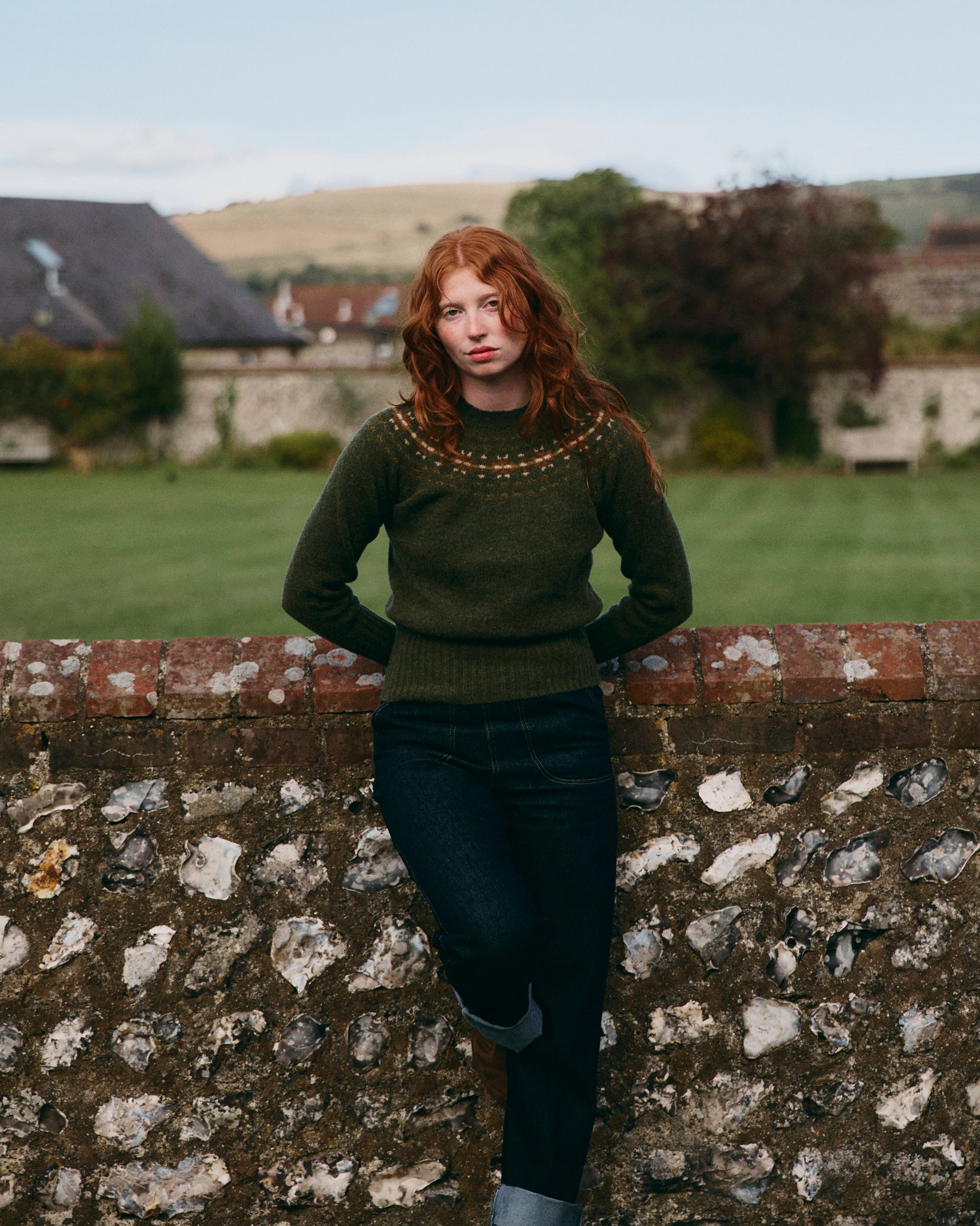 Fair Isle Crew Neck Jumper - Pine