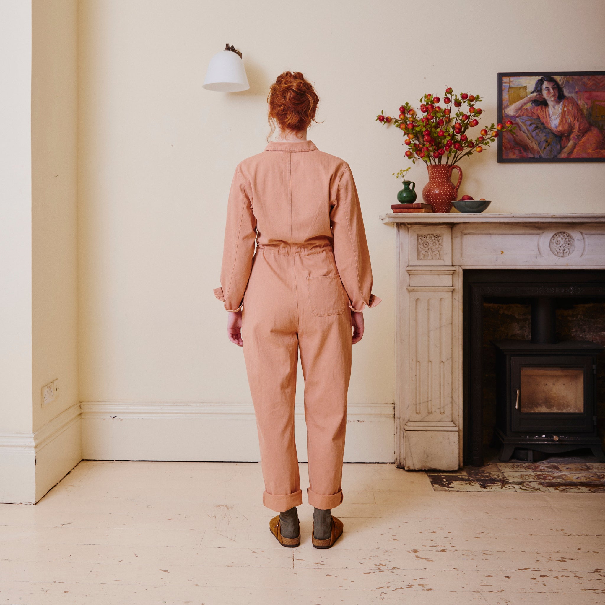 Herringbone Workwear Jumpsuit - Rose