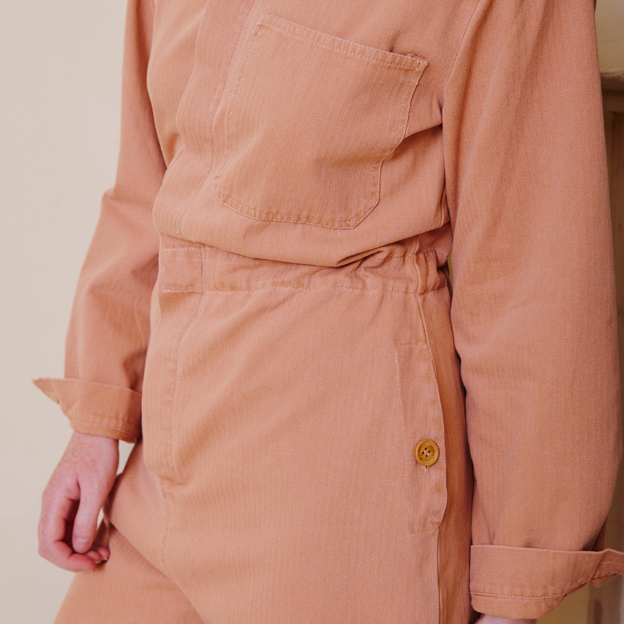 Herringbone Workwear Jumpsuit - Rose