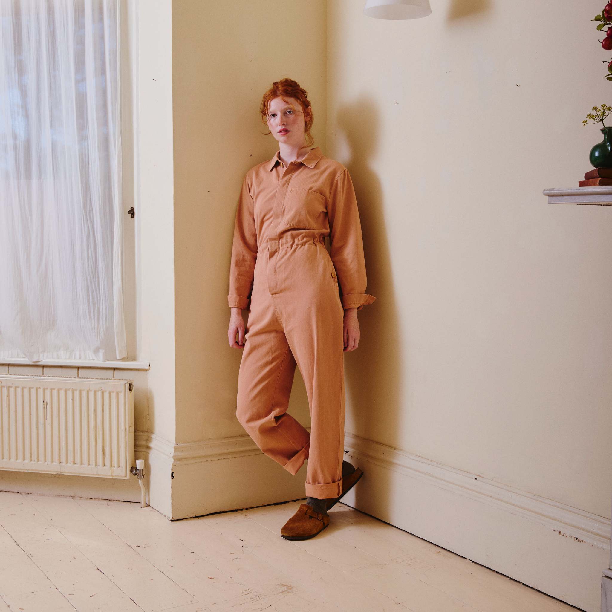 Herringbone Workwear Jumpsuit - Rose