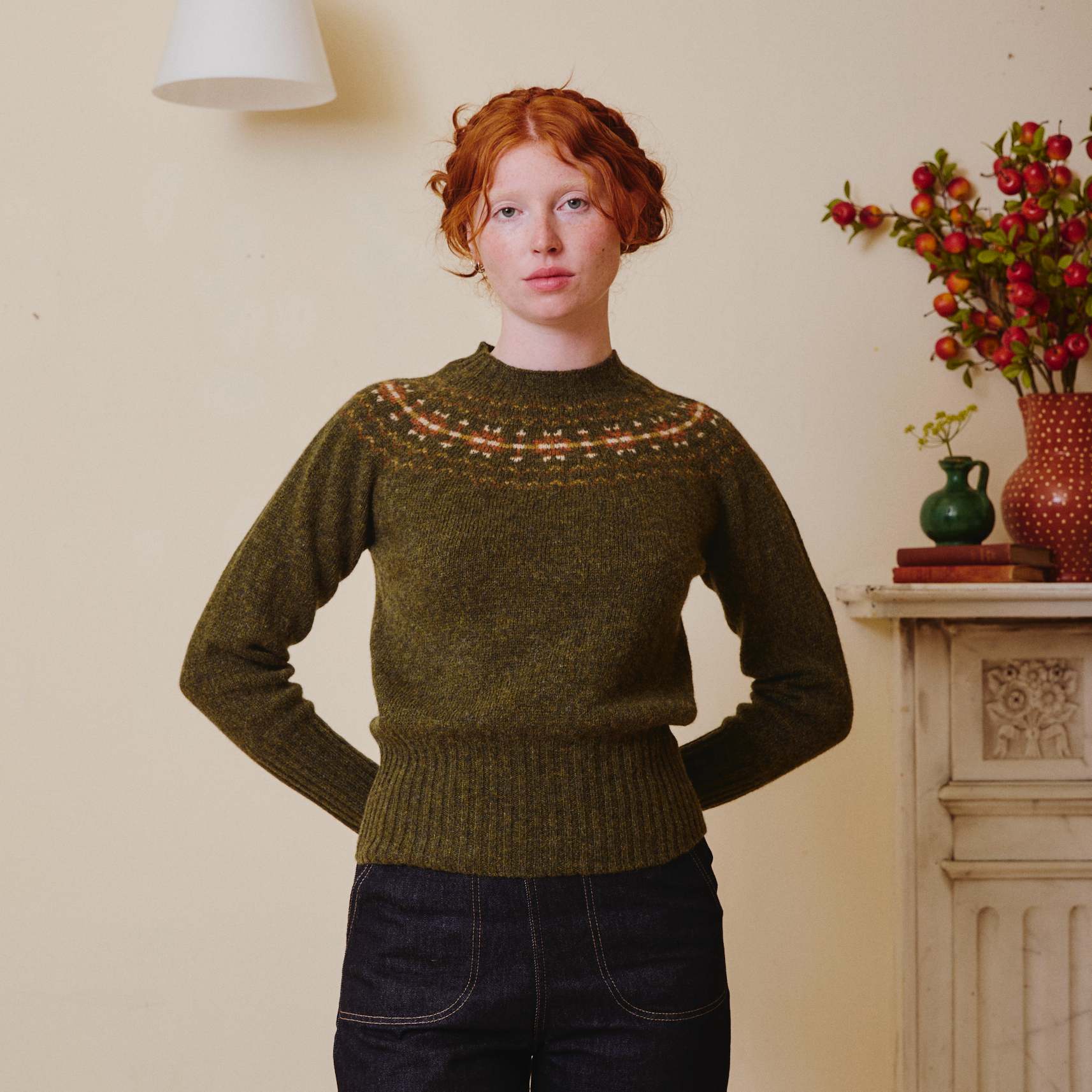 Fair Isle Crew Neck Jumper - Pine