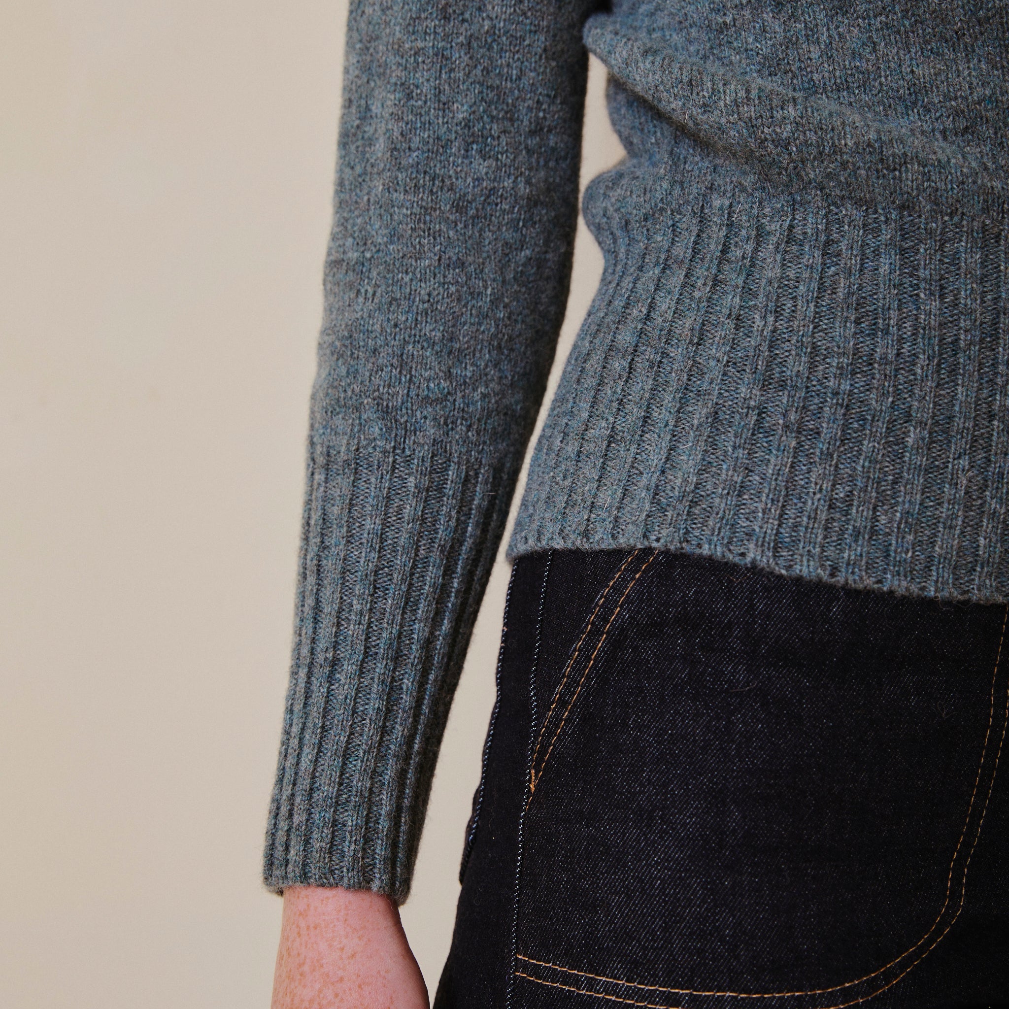 Fair Isle Crew Neck Jumper - Dusty Teal