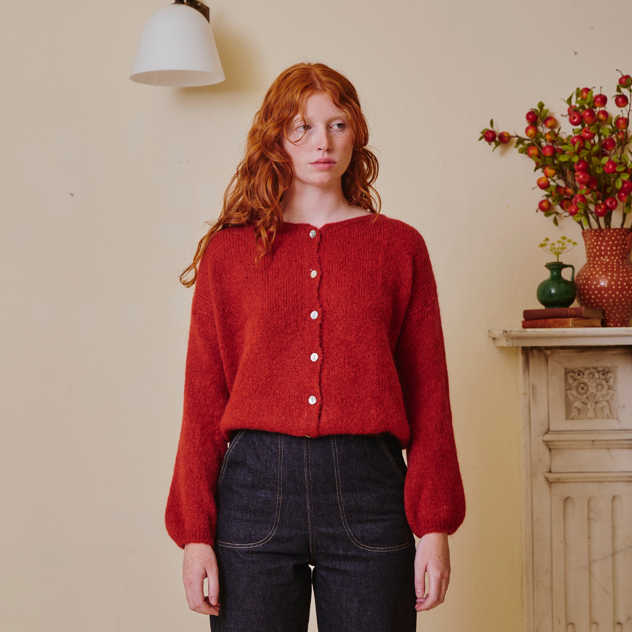 Rusty red Mohair Cardigan - Brick