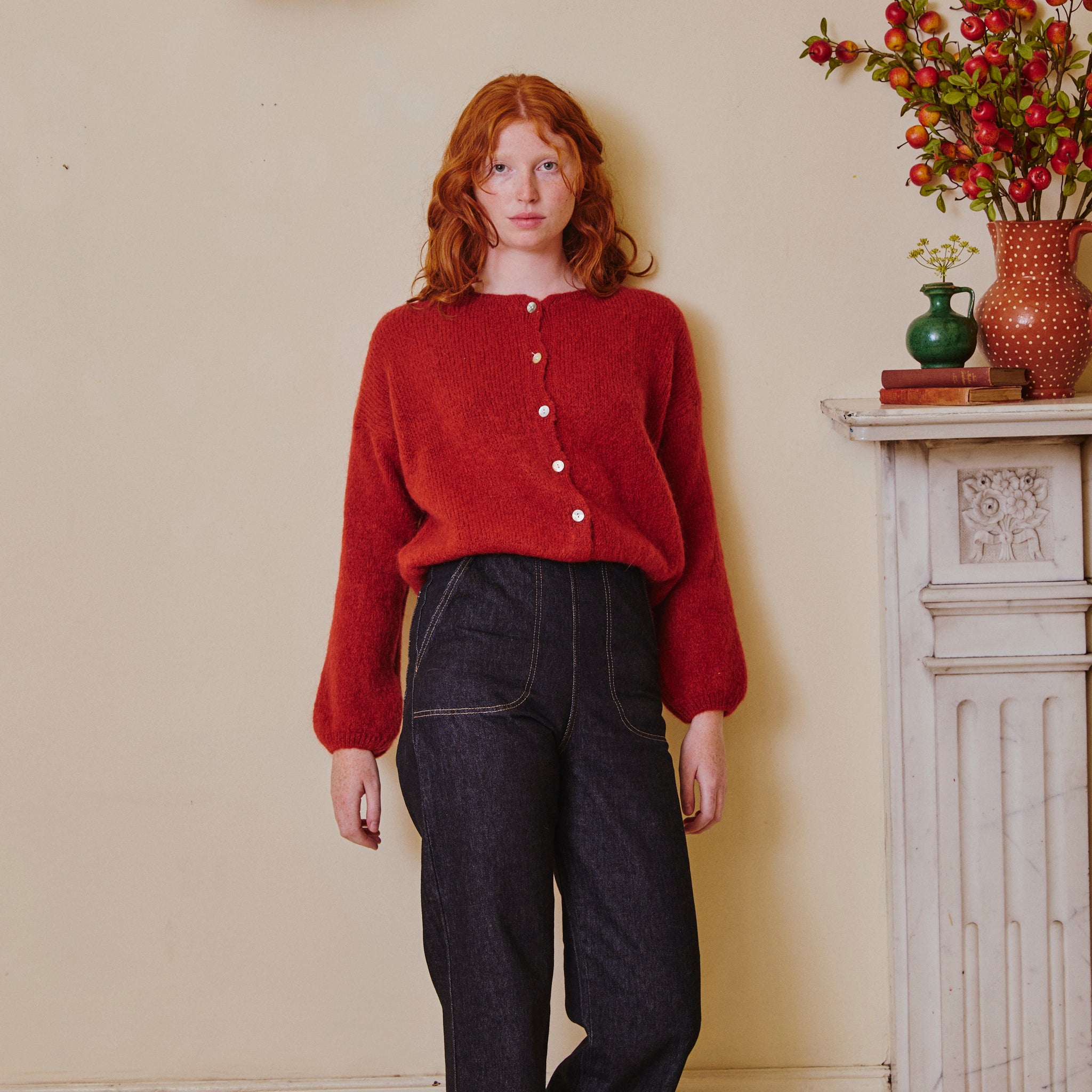 Rusty red Mohair Cardigan - Brick