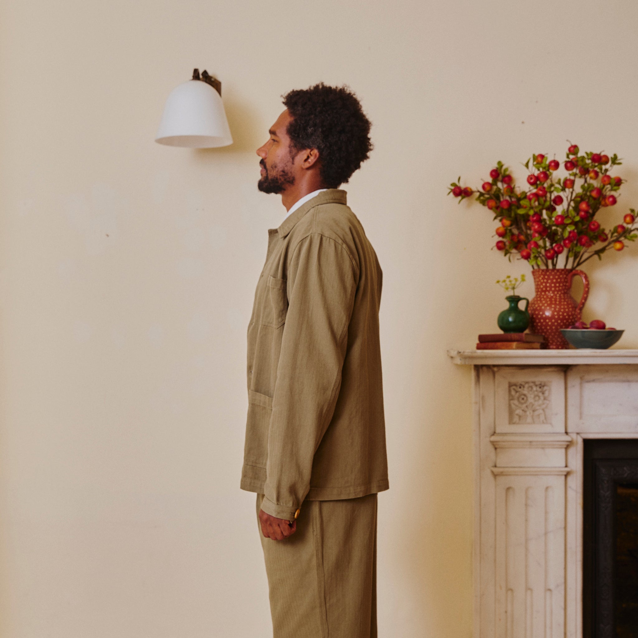 Unisex Herringbone Chore Jacket - Green