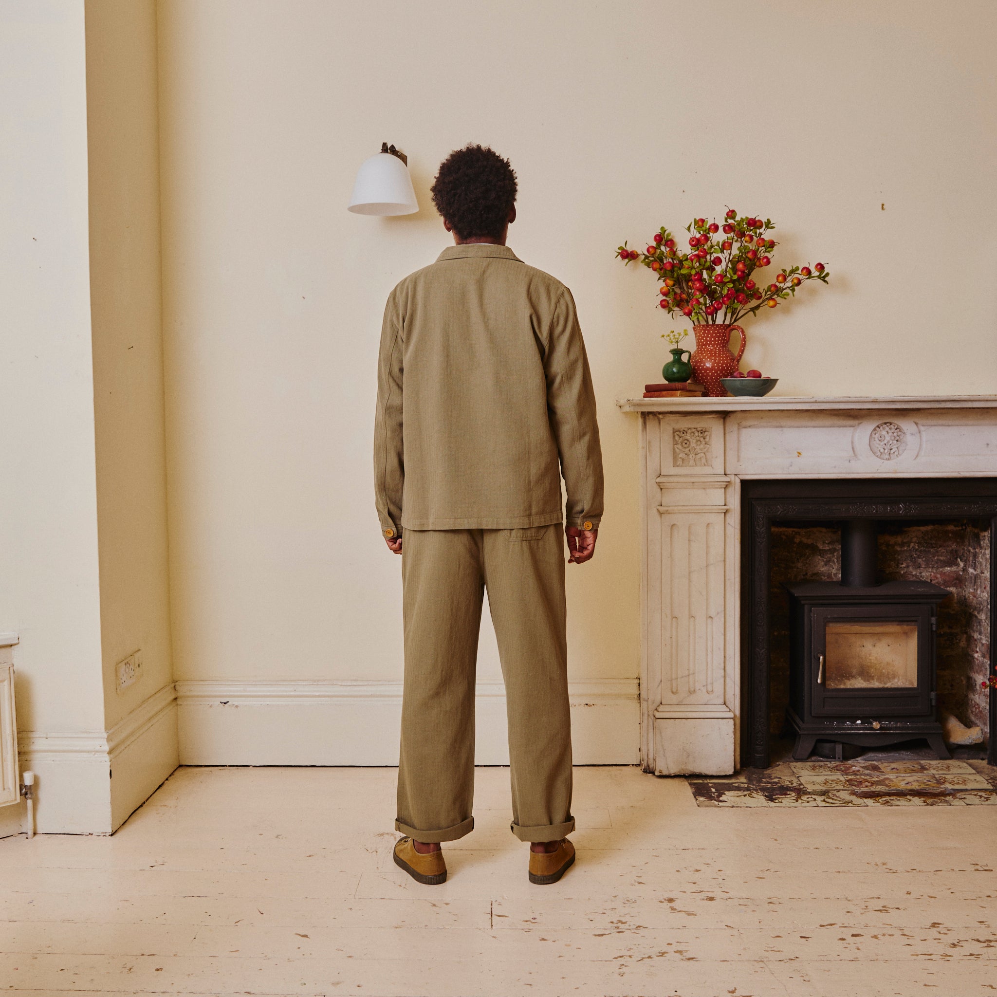 Unisex Herringbone Work Trousers - Green